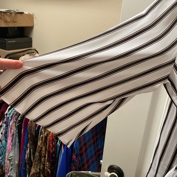 Worthington Black and White Stripe Top 3/4 sleeve Ties in the back Size XXL NWT - Picture 9 of 9